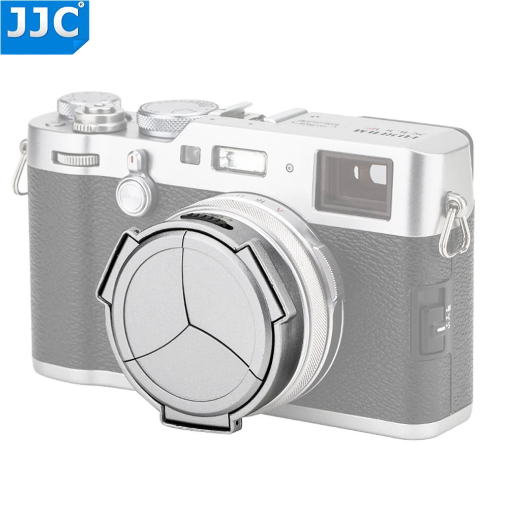 Автокрышка объектива JJC для камеры Fujifilm FINEPIX X100 X100S X100T X100F X70 серебристый и черный