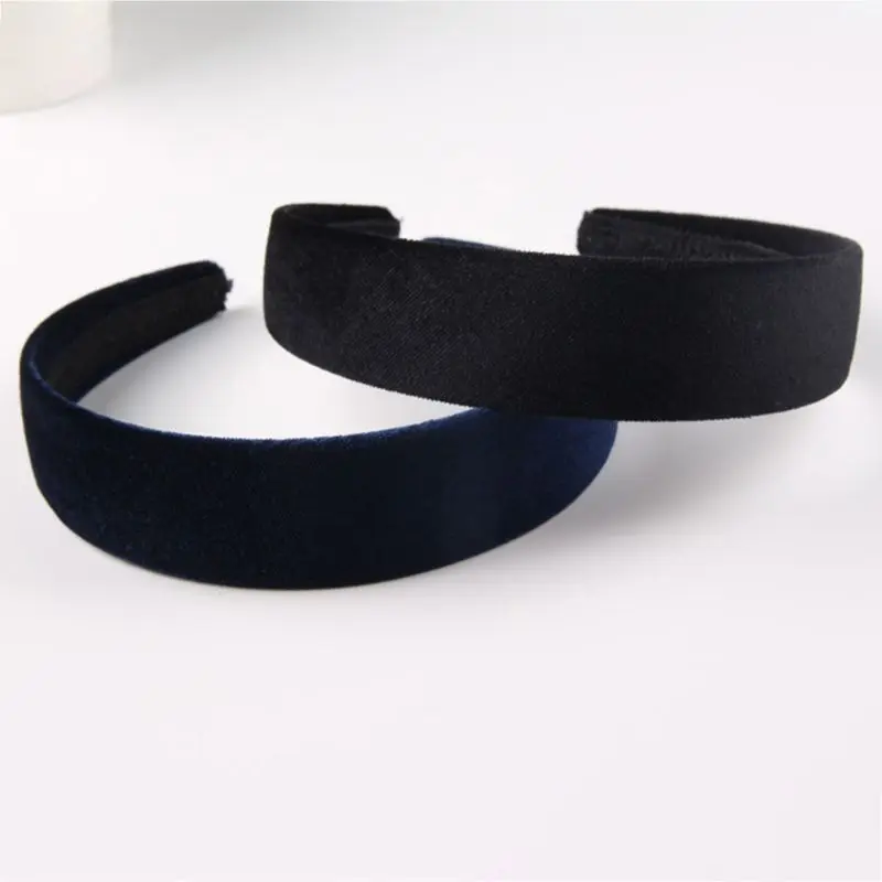 

Korean Simple Style Women Wide Headband Solid Color Velvet Cloth Wrapped Hair Hoop Non Slip Elegant Wash Face Bandana