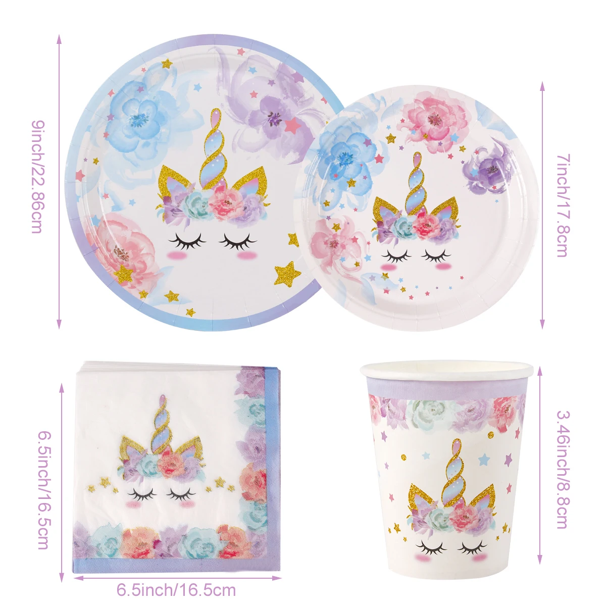 Единорог День Рождения Декор Дети рождения одноразовая посуда одноразовые