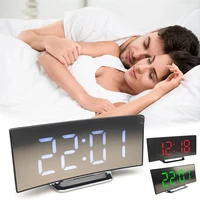digital alarm clock with stand mirror led electronic clock desk table bedroom nap function home decoration usb smart alarm clock