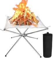 portable outdoor fire pit stainless steel camping wood stove stand frame fire rack garden backyard heating mesh fire bonfire pit