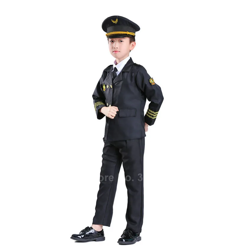Детская Униформа пилота в стиле Хэллоуин для мальчиков костюм ВВС девочек