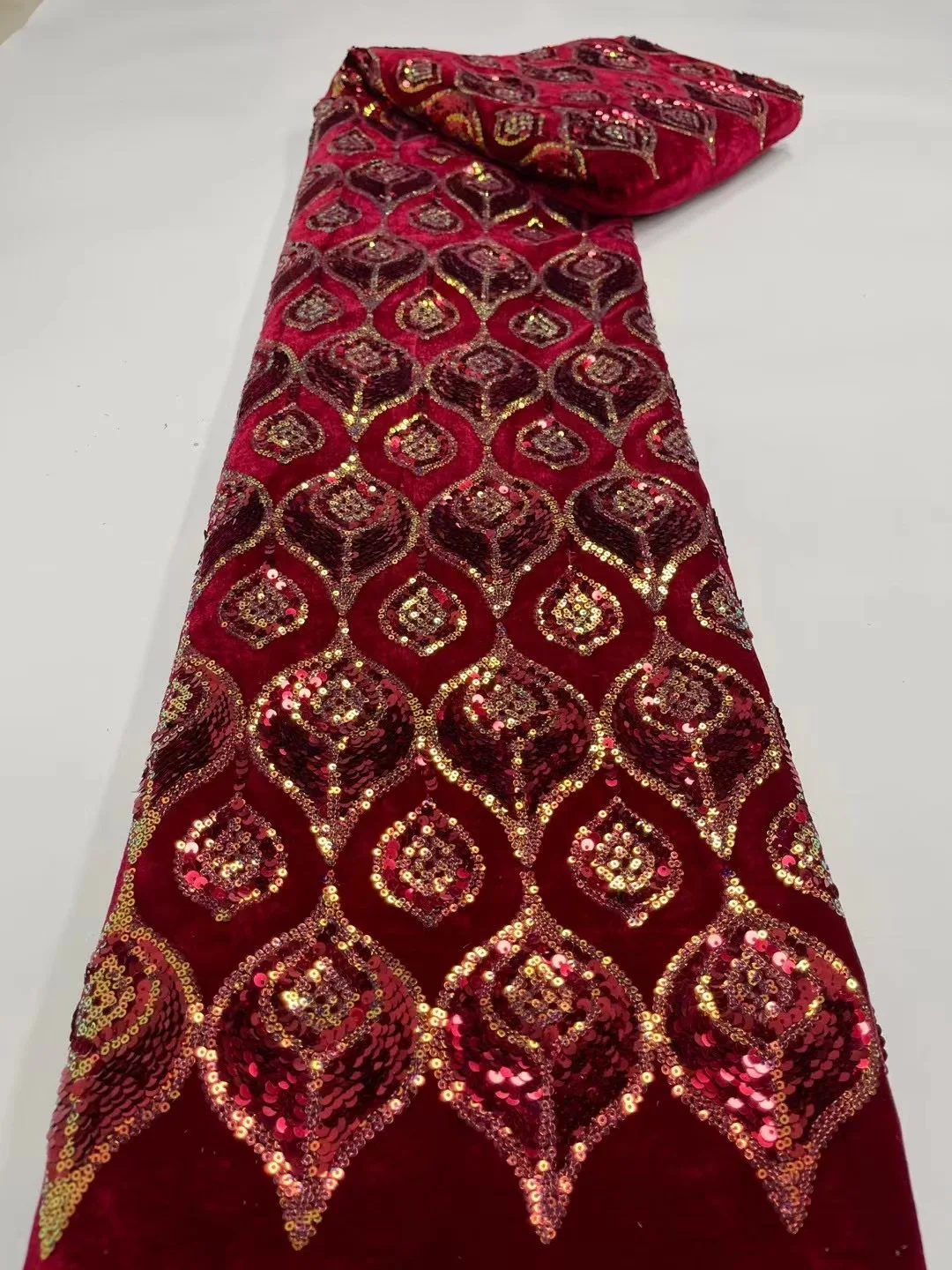 

(5yards/pc) High quality shining sequins embroidered African velvet lace fabric soft and smooth for party dress FJY399