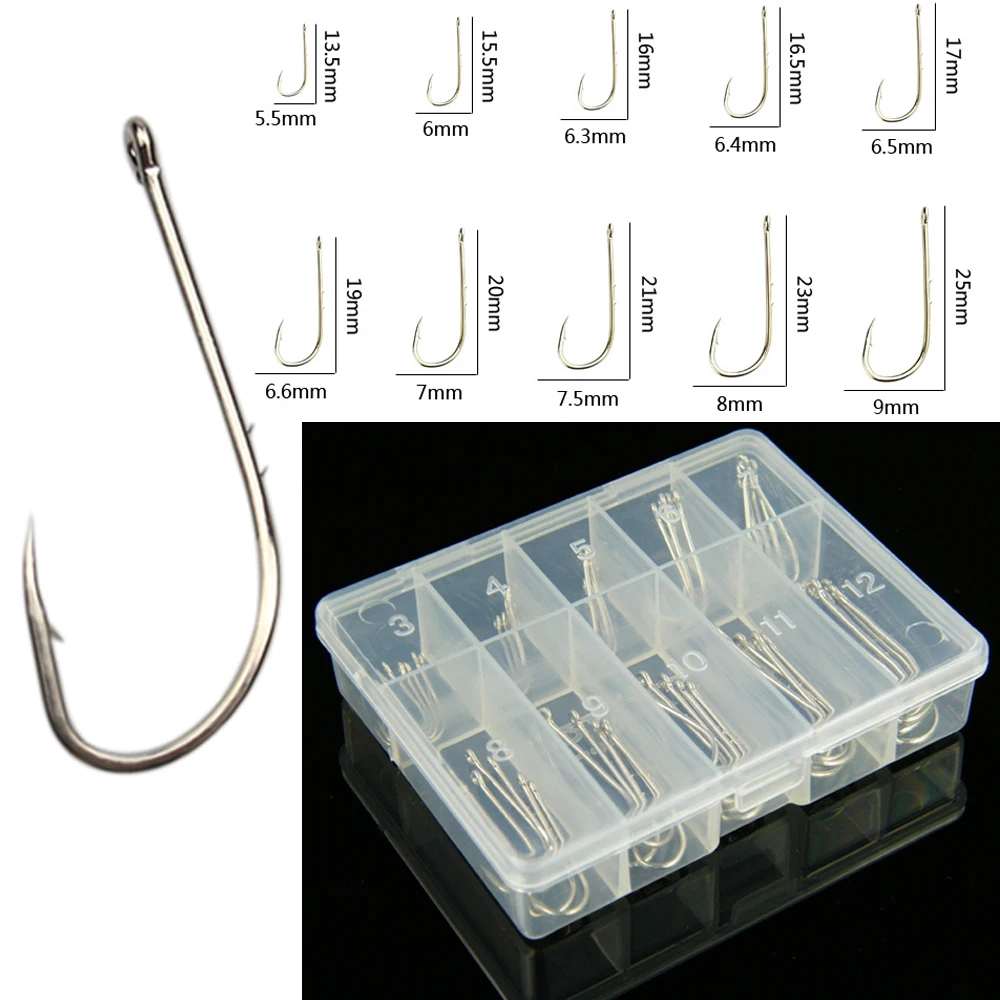 

Fishing Barb Hooks Set Fish Lure Carbon Steel Single Circle Carp Fishhook Barbed River Sea Fly Jip Pesca Tackle 3-12# with Box