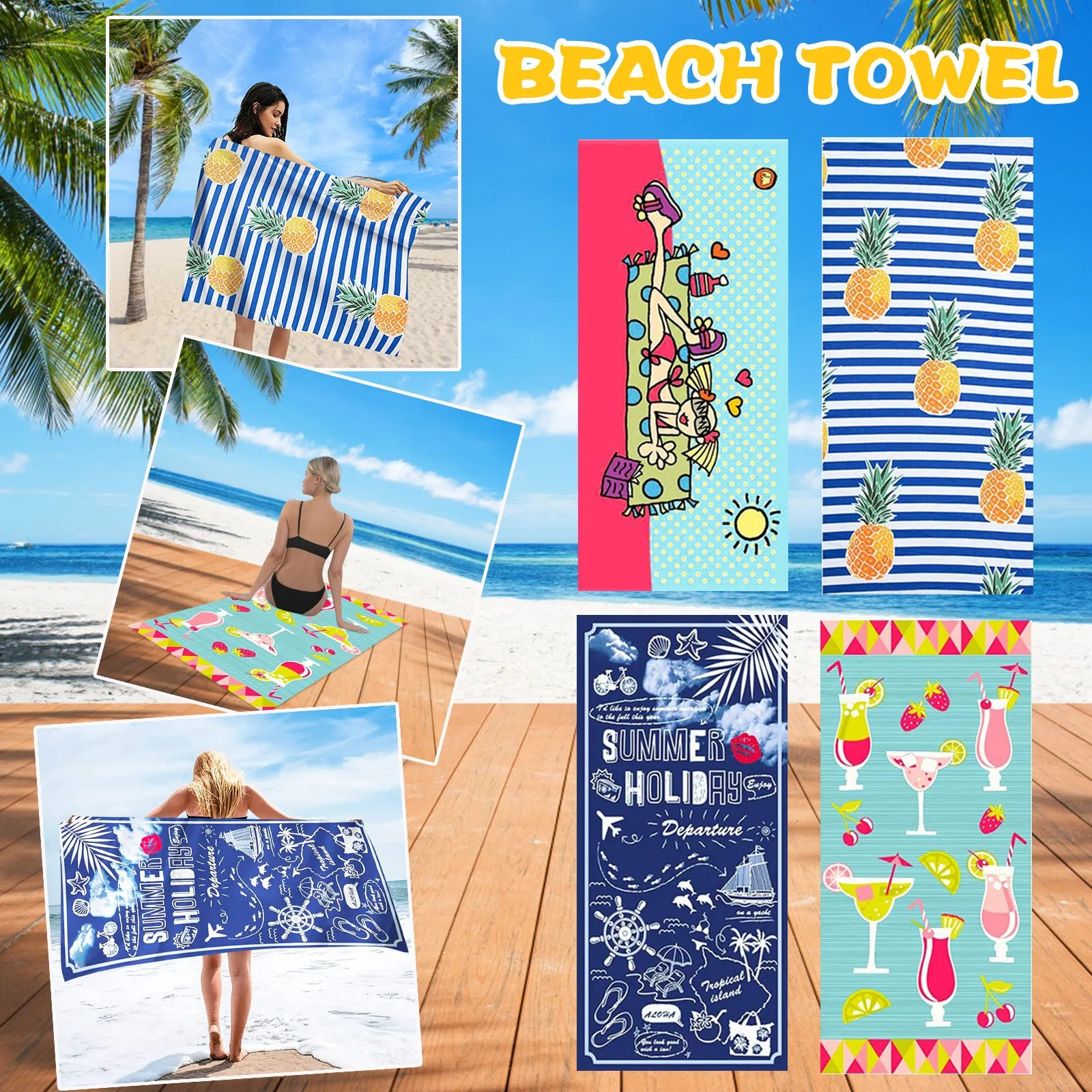 

Beach Towel Oversized Quicky-dry Microfiber Bath Towels Beach Large Pool Towel Cushion Non-stick Soft Sand Beach Towel C21