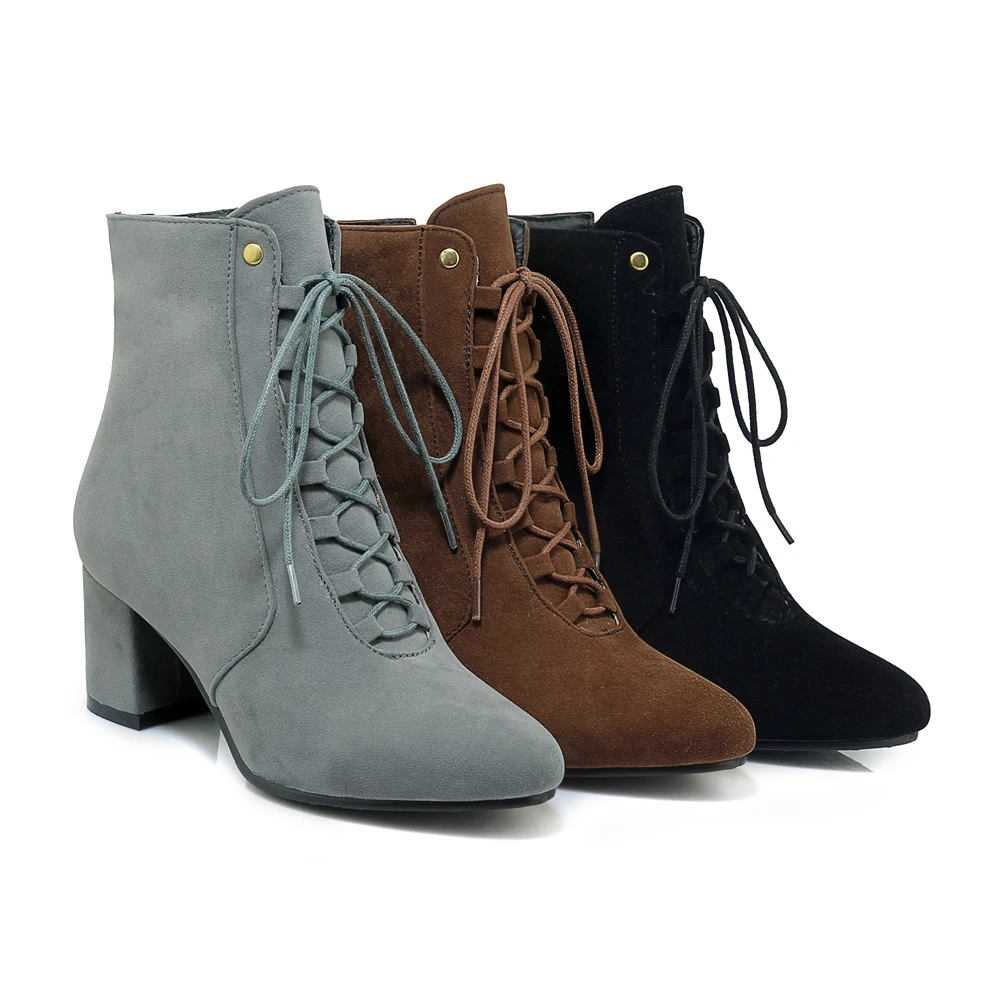 Женские замшевые ботильоны со шнуровкой и молнией | Обувь