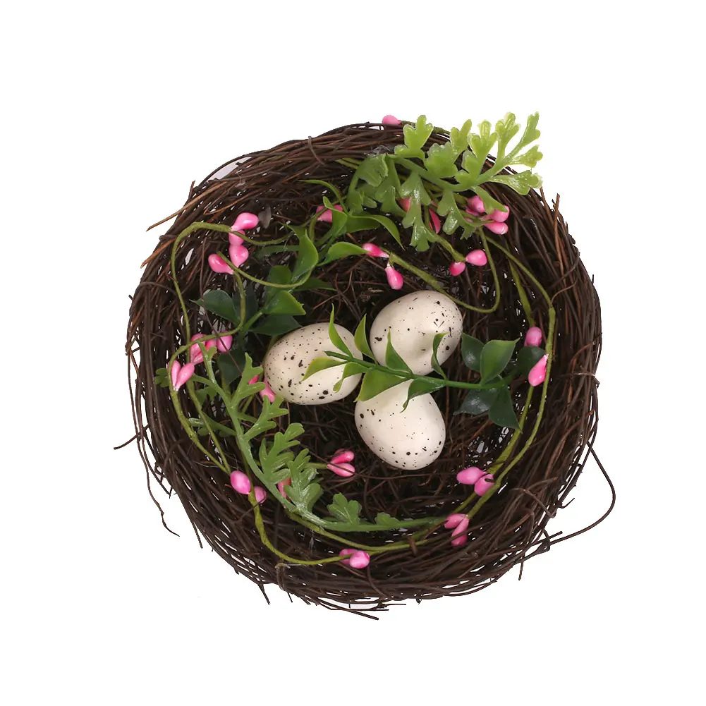 Handmade Boxwood Leaves Rattan Bird's Nest Figurines Miniatures Decoration | Дом и сад