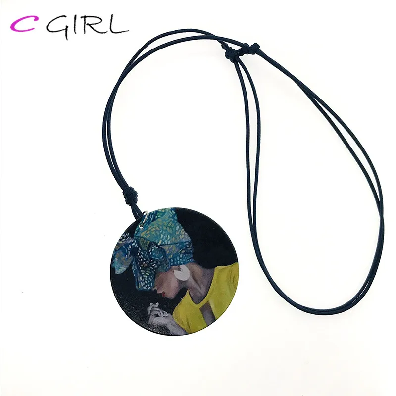 C Девушка деревянная подвеска ожерелье Модные женские ювелирные изделия