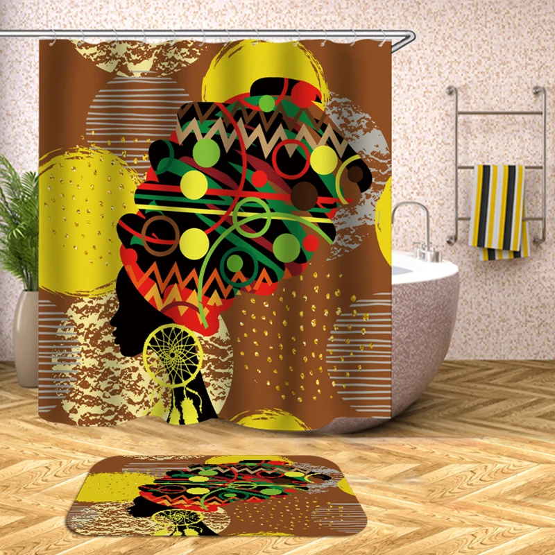 

women bathroom curtain shower curtain bath hot sale polyester fabric afro shower curtain
