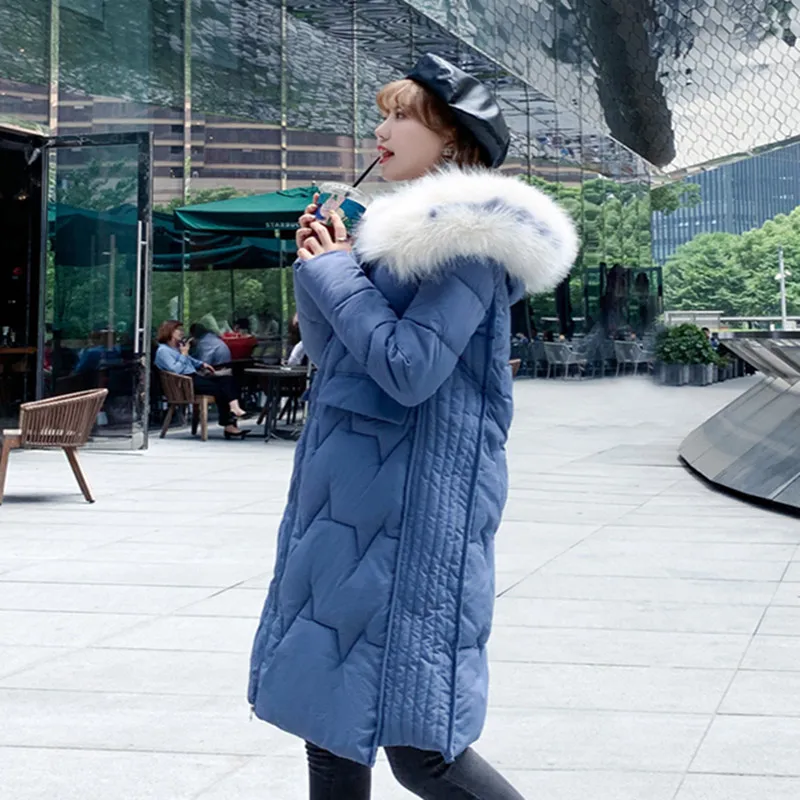 Женская парка с большим меховым воротником длинная велюровая капюшоном на