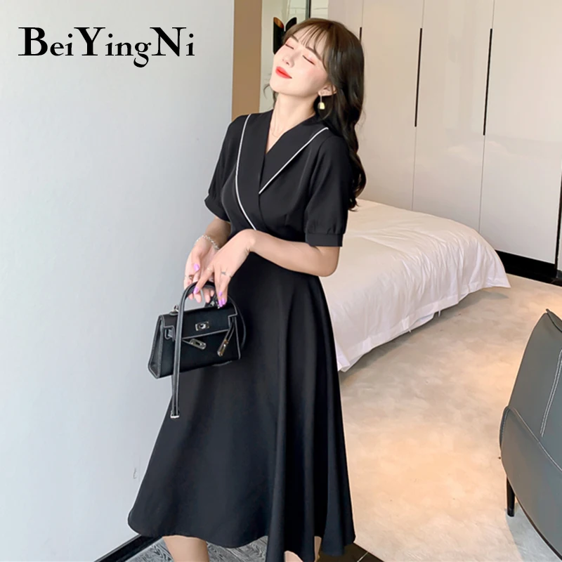 

Beiyingni Womens Dress Elegant Office Ladies Slim Black Dresses Female Summer Loose Casual Harajuku Korean Street Vestidos Woman