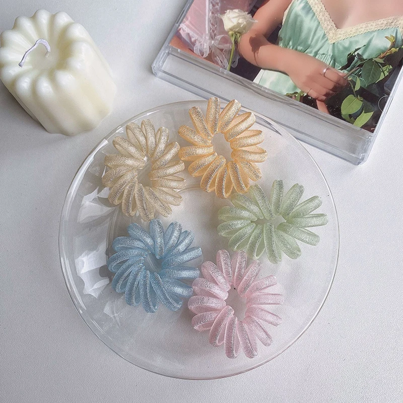 

Fashion Telephone Coil Hairbands Women Spiral Hair Ties Girls Hair Rings Rope Solid Color Hair Accessories Gum Scrunchy
