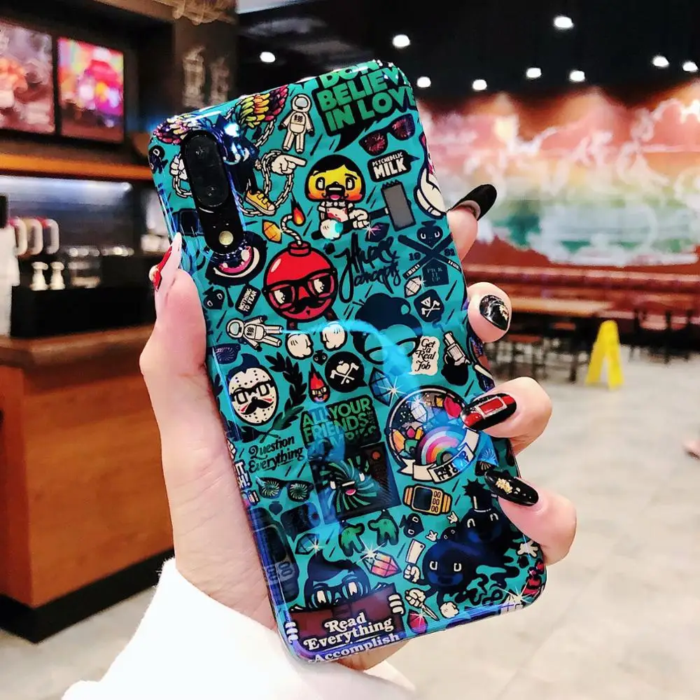 Для Huawei P40 P30 Pro Lite Nova 5T 6 5G 4e 4 3 3i Honor 20 Mate 30 Чехол IMD синий свет Силиконовый