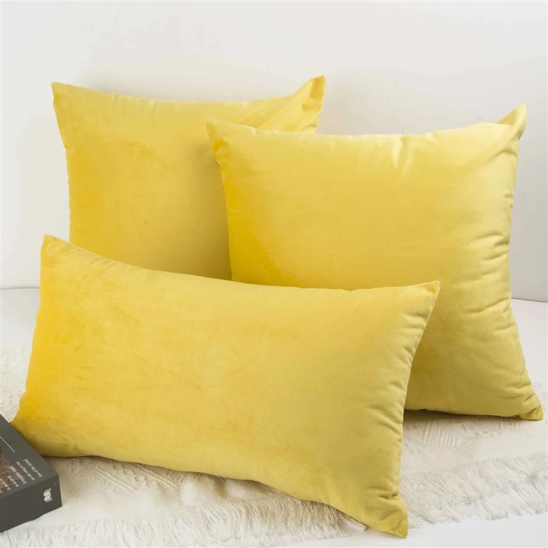 

Solid Velvet Decorative Pillowcase for Living Room Yellow Cushion Cover for Chair-car-Seat -sofa Cushions 45x45cm Pillow Cases
