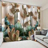 Beautiful Photo Fashion Customized 3D Curtains blue louts curtains Thick shading soundproof windproof curtain