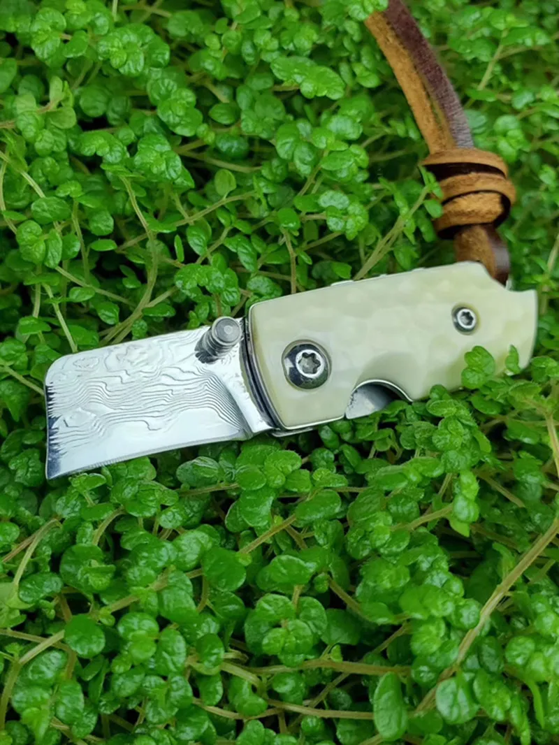 Handmade Folding Knife Damascus Steel Blade Ox Bone Handle Camping Hunting Tactical Fruit Pocket Mini Knives EDC Survival | Инструменты