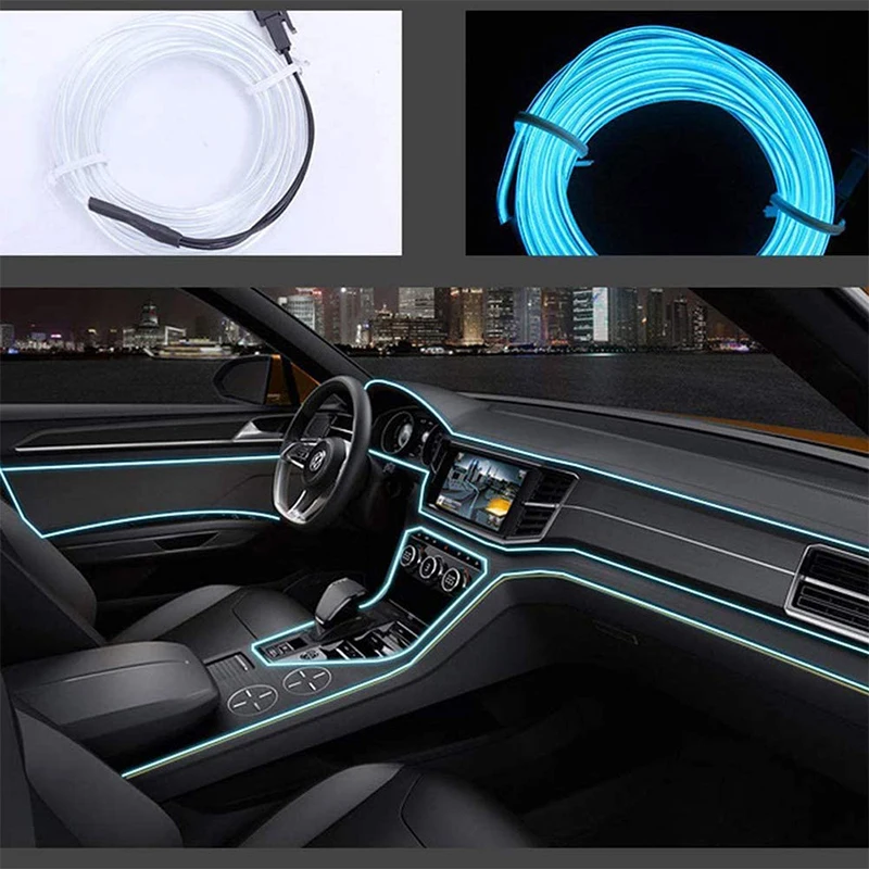 

USB EL Wire Portable Neon Tube Illumination 5M Electroluminescence Strip Atmosphere Cold Light For All Car Xmas Party Decoration