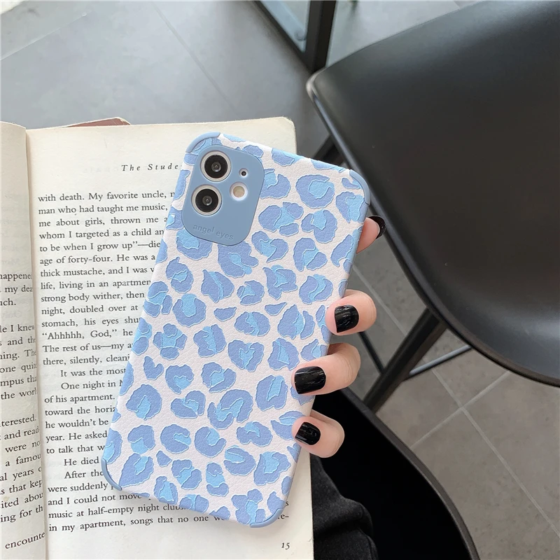Luxury Pink Leopard Print Phone Case For iPhone 12 Mini 13 Pro 11 Pro XR X XS Max 7 8 Plus Soft Silk Shockproof Back Cover Case