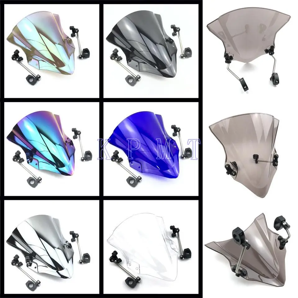 Motorcycle Windshield Windscreen With adjustable bracket Wind Screen For Yamaha MT125 FZ1 FZ6 FZ8 FZ8N XJ6 MT-01 MT03 MT07 Z800 |