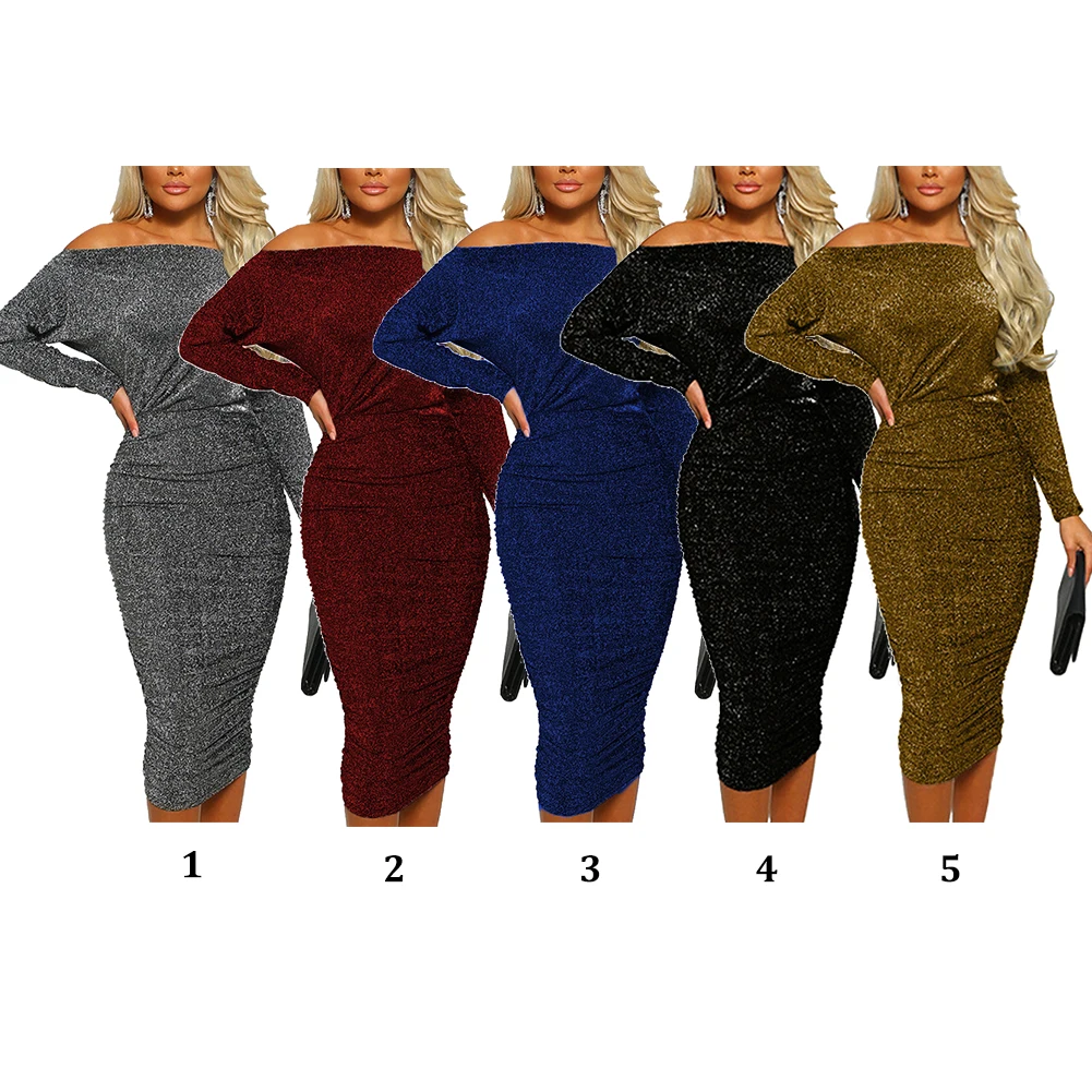 Клубное женское платье коктейльное плиссированное с блестками вечерние