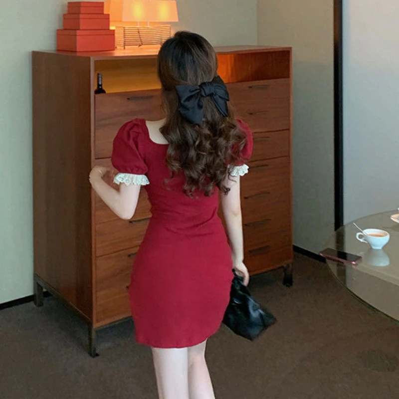 Платье женское летнее тонкое с короткими пышными рукавами