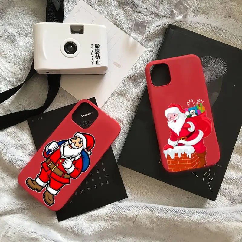 

Happy Holidays for Santa Phone Case Candy Color for iPhone 6 7 8 11 12 s mini pro X XS XR MAX Plus