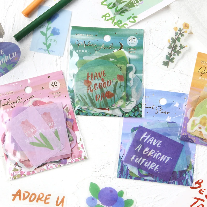 

Творческая литературная наклейка с изображением новой руки, декоративные наклейки, ландшафт, цветок, скрапбукинг, искусственная кожа, това...