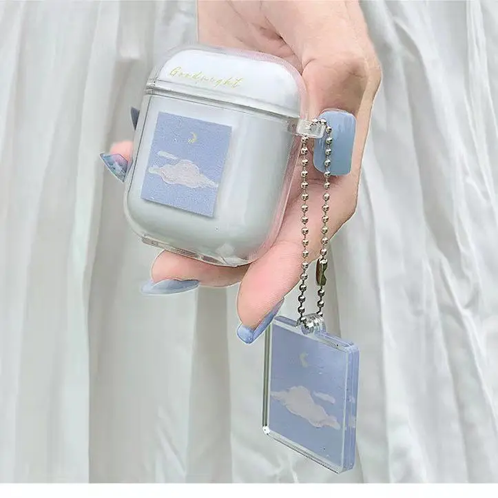 

Goodnight Headphone Bag for Airpods Pro Case Soft TPU Earphone Accessorie Cover for Air Pods 1 2 Case with Pendant Chain