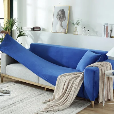 Однотонный плотный плюшевый эластичный чехол для дивана Универсальный на осень