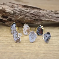 natural agates druzy resizable rings raw crystal quartz geode drusy band ring wedding party women jewelry dropshippingqc4100