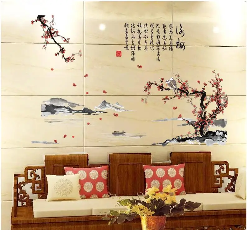 Живопись тушью гостиная спальня кабинет фон Китайский стиль декоративные