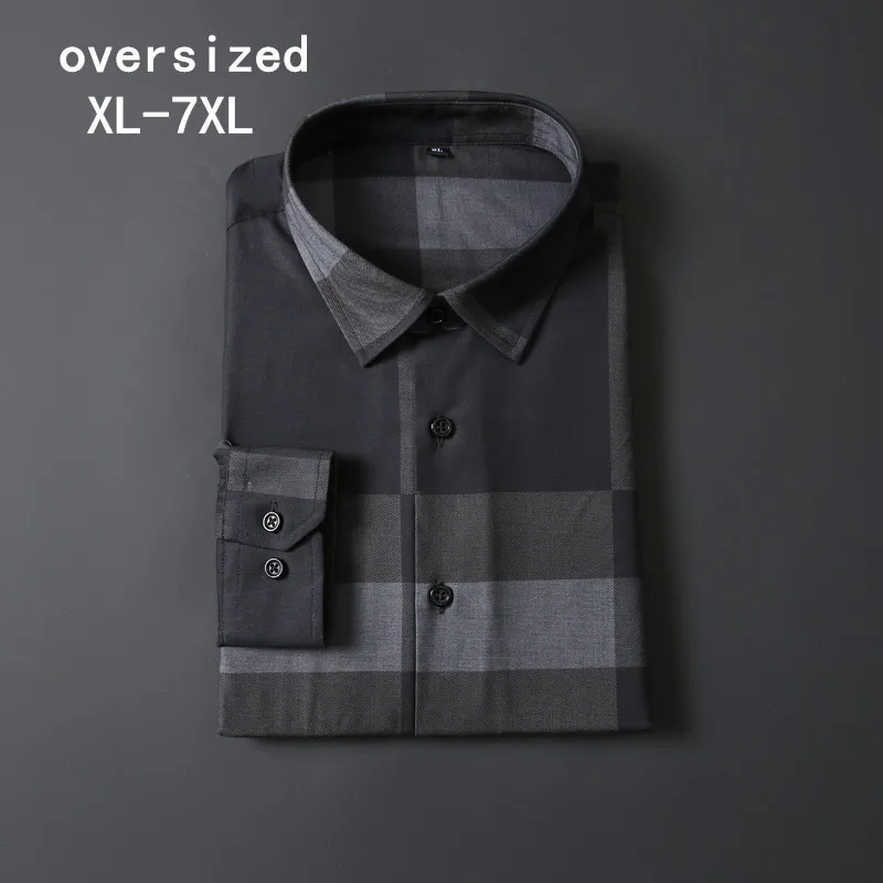 Рубашки с длинными рукавами для мужчин размера плюс 7XL модная деловая рубашка в