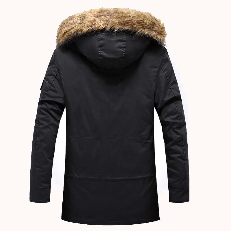 Мужская зимняя куртка Parke с бархатом пальто средней длины со съемным капюшоном