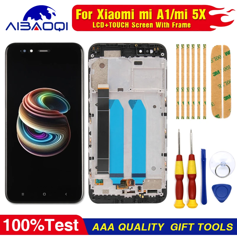 

AiBaoQi для 5,5 ''Xiaomi mi A1/mi 5x ЖК-дисплей и сенсорный экран дигитайзер с рамкой в сборе ЖК-экран дисплей инструменты для замены