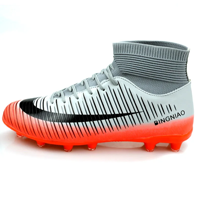 grey long spikes Сверхтонкие мужские футбольные бутсы, футбольные бутсы для тренировок в помещении, футбольные бутсы, футбольные бутсы для мальчиков, футбольные бутсы для футбола Chuteira Futebol - Цвет: grey long spikes