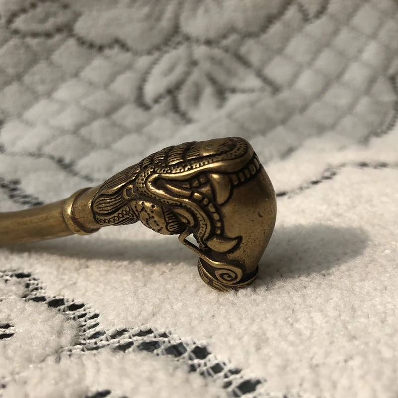 Античная латунная курительная трубка изогнутая табачная винтажные медные