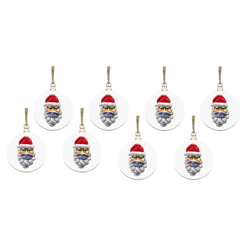 8 шт. 2020 рождественские украшения Деревянный Санта в маске для лица подвесные