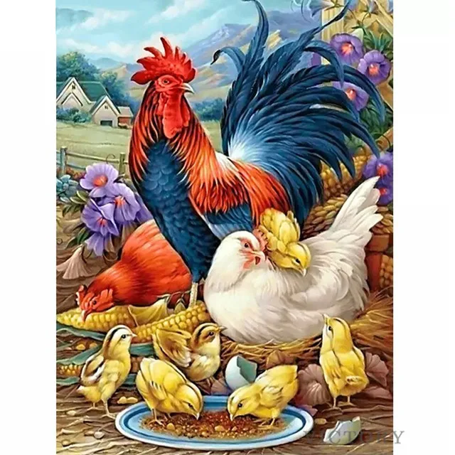 

Full Square/round Drill 5D Diy Diamond Painting Farm Chicken 3D Diamond Embroidery Animals Cross Stitch Home Decor Gift