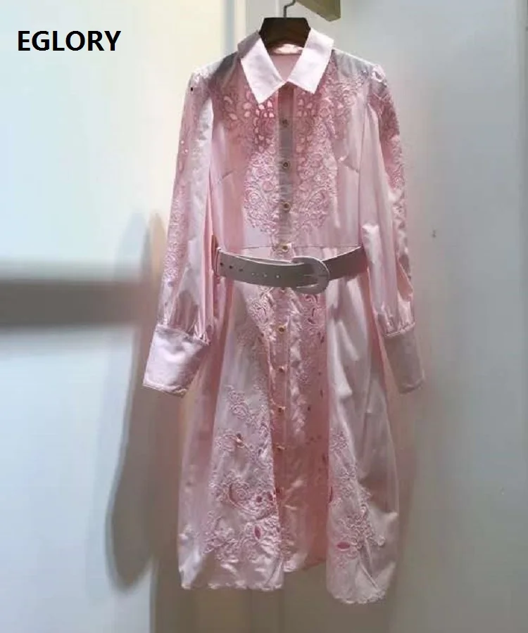 Женское Хлопковое платье с отложным воротником белое или розовое ажурное