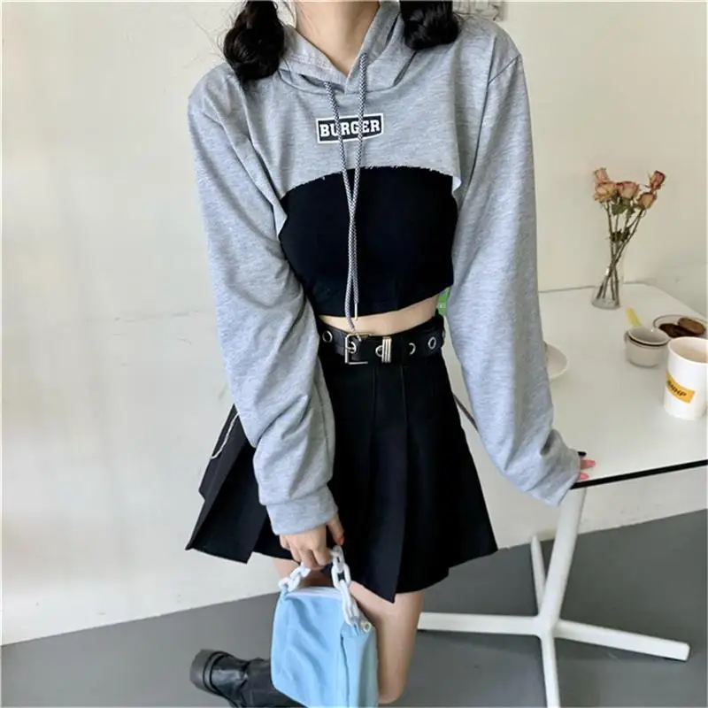 Hoodies Womens Harajuku Irregular Crop Tops Popular Women Kpop Sweatshirt Skinny Pullovers Casual Sweatshirt Streetwear