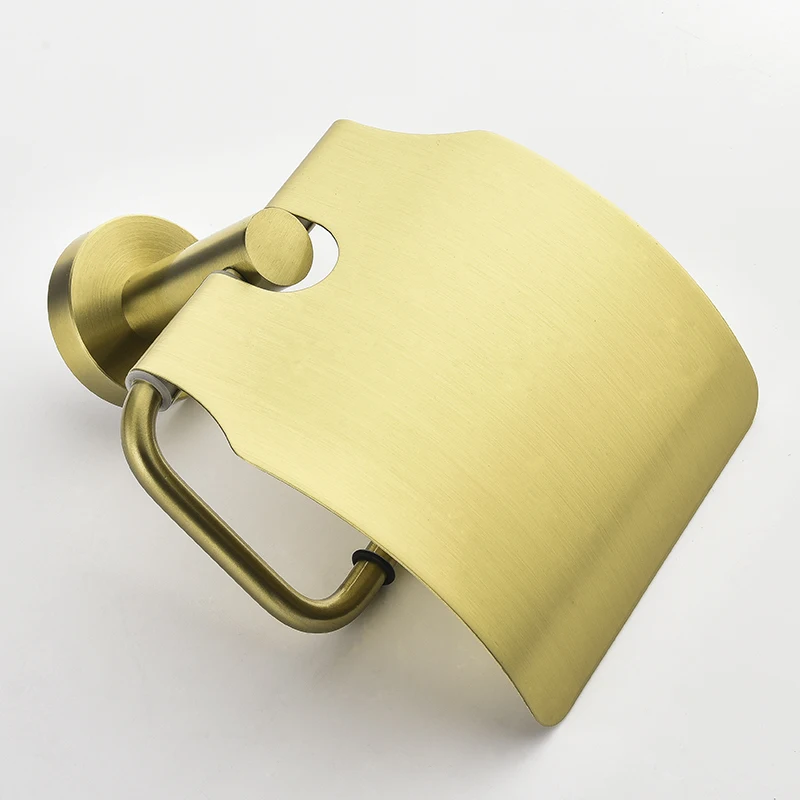 brushed gold bathroom accessories set toilet brush holder tissue paper holder with cover bathroom hardware gold color free global shipping
