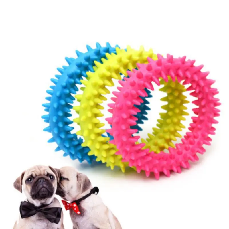 

Dog Biting Ring Toy Dog Soft Rubber Molar Toy Training Puppy Interactive Bite-resistant Teeth Cleaning Toy