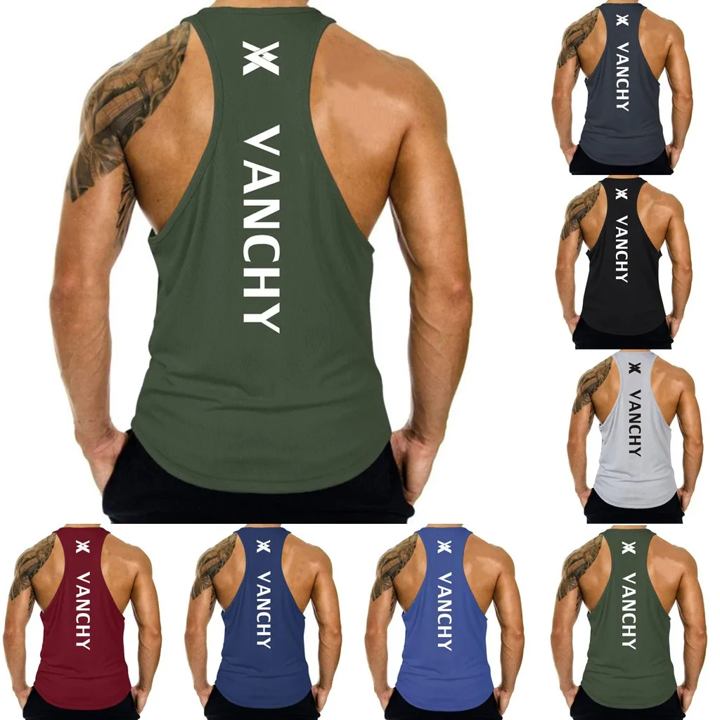 Unning жилеты для мужчин фитнес мышцы без рукавов принт буквы Бодибилдинг