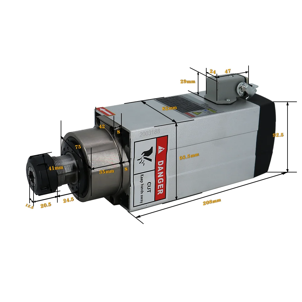 

CNC spindle motor kit 2200W 2.2kw air cooling spindle motor +huanyang inverter/VFD+16pcs ER25 collets for cnc modul kit