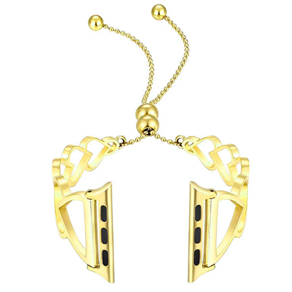 

Ремешок из нержавеющей стали для Apple Watch Band 38 40 мм 42 44 мм, регулируемый браслет в форме сердца для iWatch Series SE 6 5 4 3 2 1