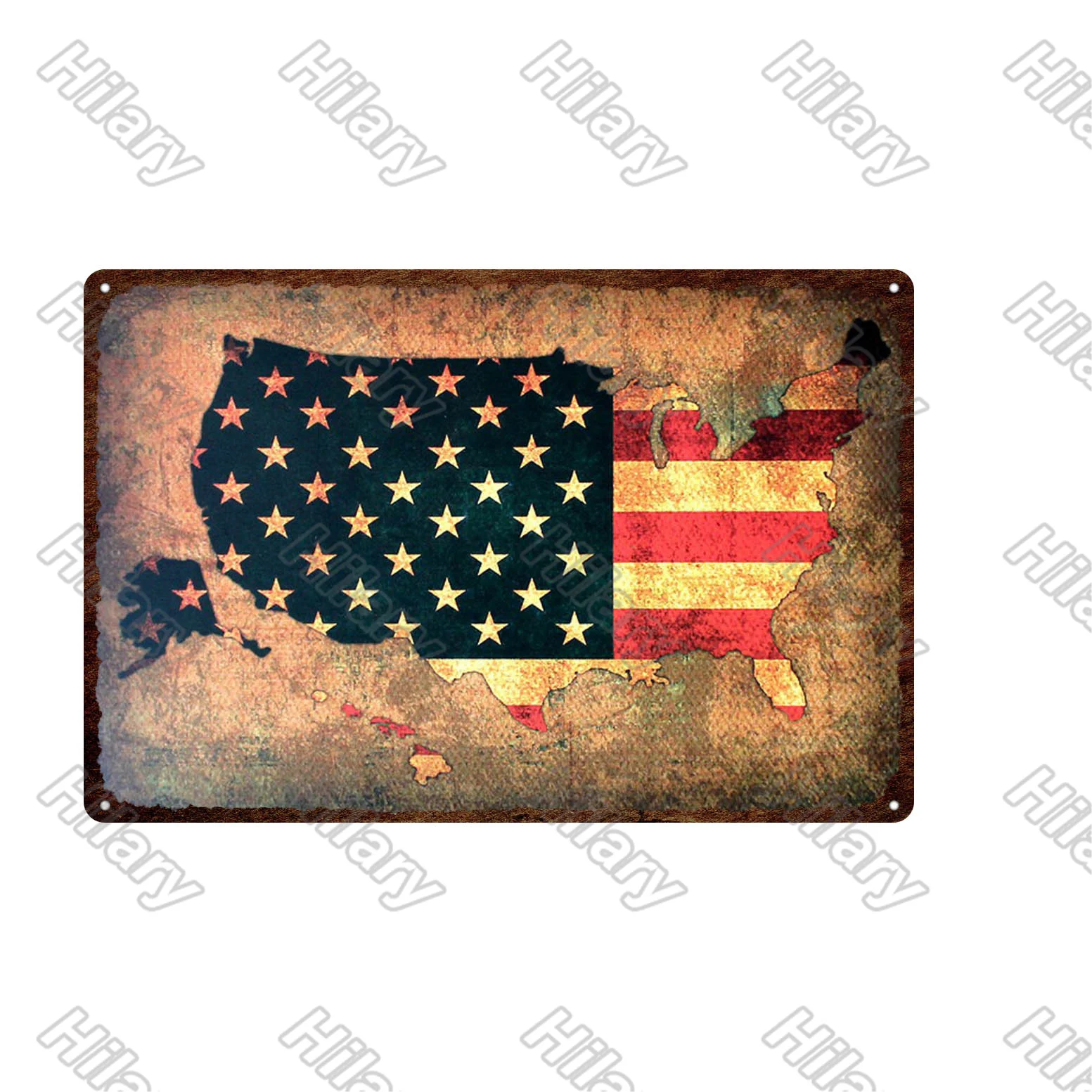 

Sign National Flags Map Letter Metal Poster Decoration Tin Metal Can Be Suspended Art Iron Painting for Living Room Bedroom