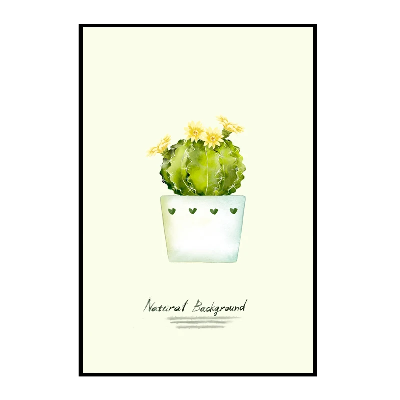 Скандинавский стиль зеленый Растительный кактус постер в горшках