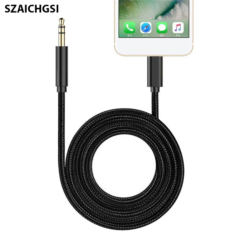 Оптовая продажа 20 шт./лот черный нейлоновый аудиокабель 3 5 мм AUX для iPhone 12 11 X 8 7 6