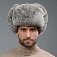 rabbit fur hat winter fur hat thickened warmth and cold proof outdoor cotton ear cap rabbit fur cap earflap men snow caps