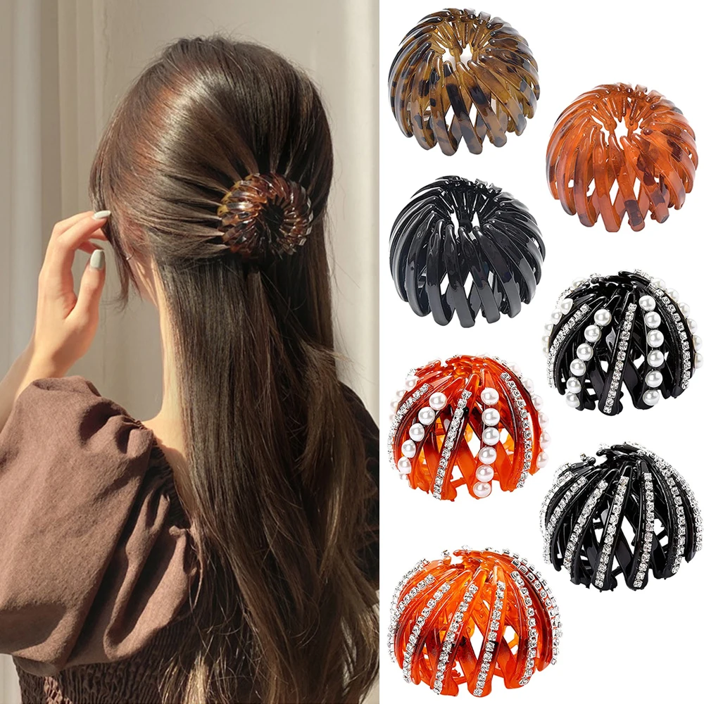 

Retractable Bird Nest Expanding Tail Hair Bun Holder Clips Claw HairPins Girls Headwear
